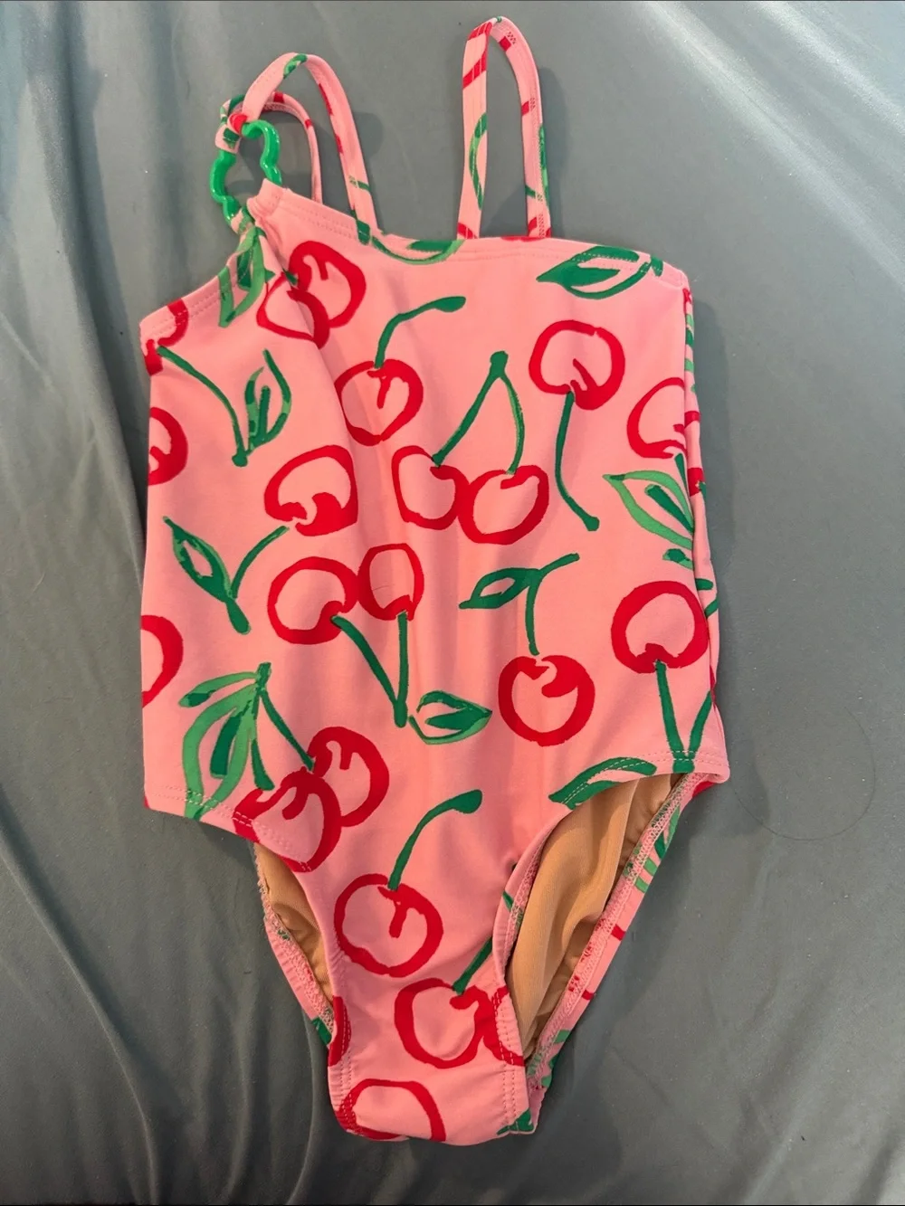 Old Navy Pink Cherry Print One-Piece Swimsuit with Green Accents